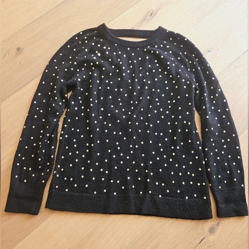 Loft Sweater, Black with Gold Polka Dots, Size Medium